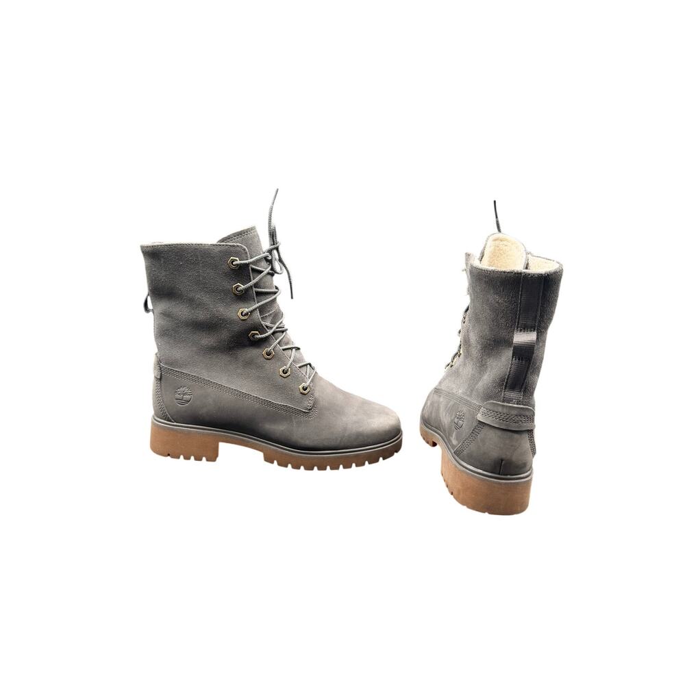 Timberland Gray Fleece Lined Lace Up Boots Women’s 6.5 Waterproof
